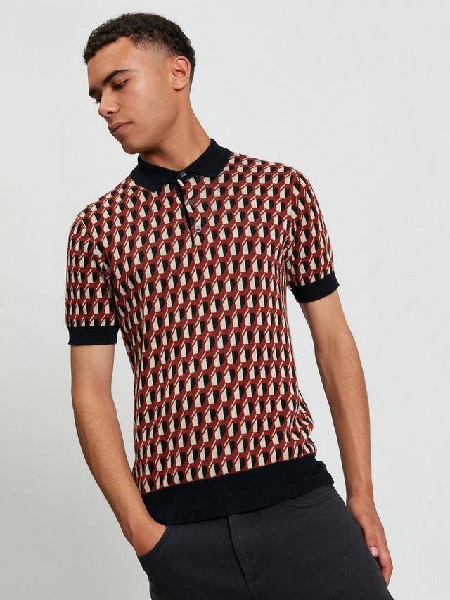 

Джемпер поло с жаккардовым узором Ben Sherman, Black