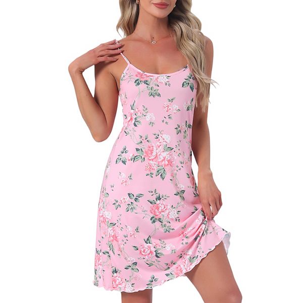 

Женский цветочный сонный сарафан rose с круглым вырезом и тонкими бретелями Inspire Chic, Pink