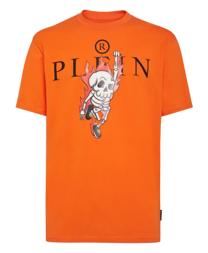 

Футболка с круглым вырезом, футболка с изображением черепа и надписью "Skully Gang" Philipp Plein, оранжевый
