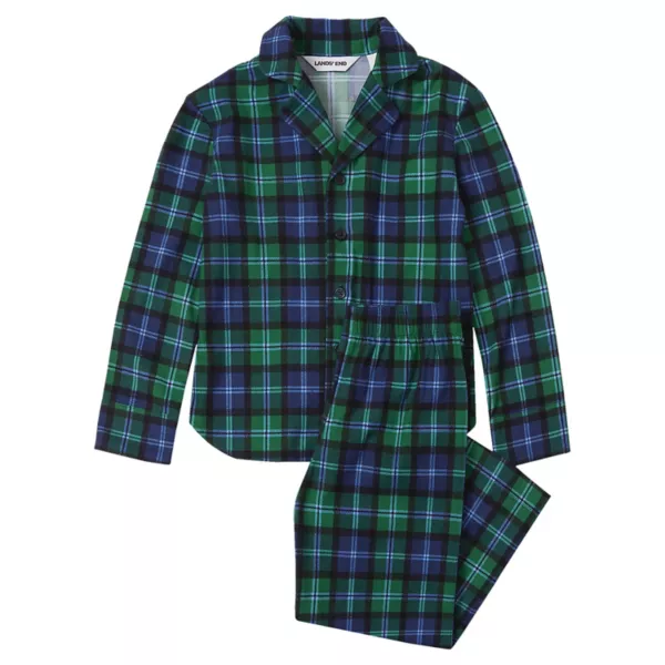

Комплект пижамы из фланели: топ и брюки Lands' End, цвет emerald blackwatch