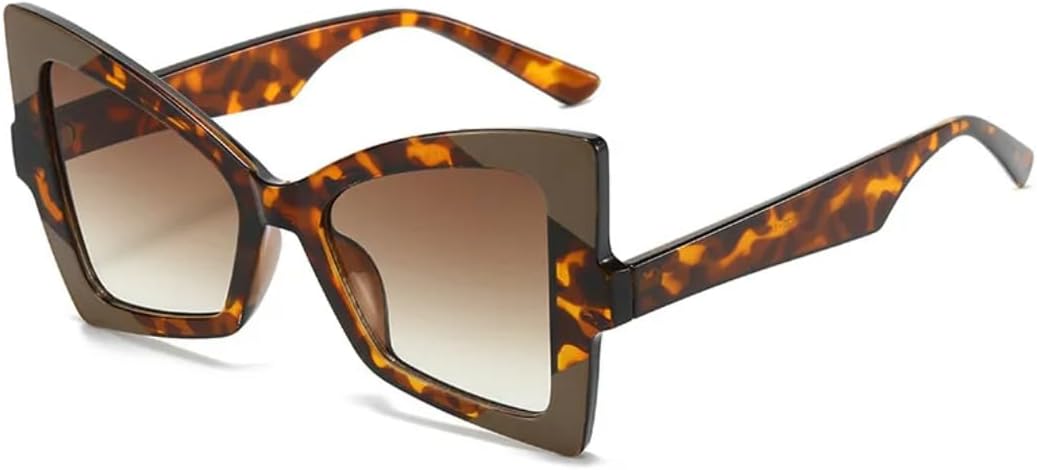 

Ретро-солнцезащитные очки с градиентным леопардовым принтом «кошачий глаз» для женщин, контрастная оправа, панк-стиль, солнцезащитные очки для мужчин с защитой от УФ-излучения UV400 SZVVBKK, Tea Leopard