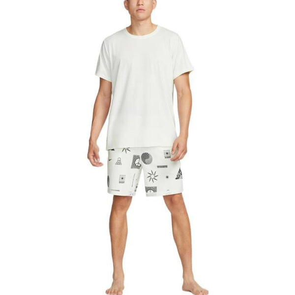 Футболка Men's Nike Yoga Dri-FIT Solid Color Back Pattern Printing Round Neck Training Sports Short Sleeve White T-Shirt, мультиколор — фото 3