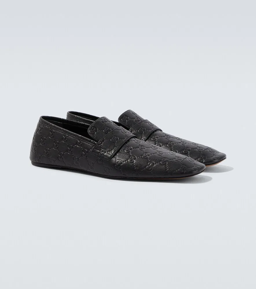 Лоферы из тисненой кожи GG Gucci, черный