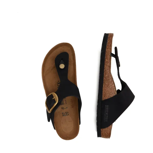 Кожаные шлепанцы gizeh с большой пряжкой и лентой Birkenstock, черный — фото 3