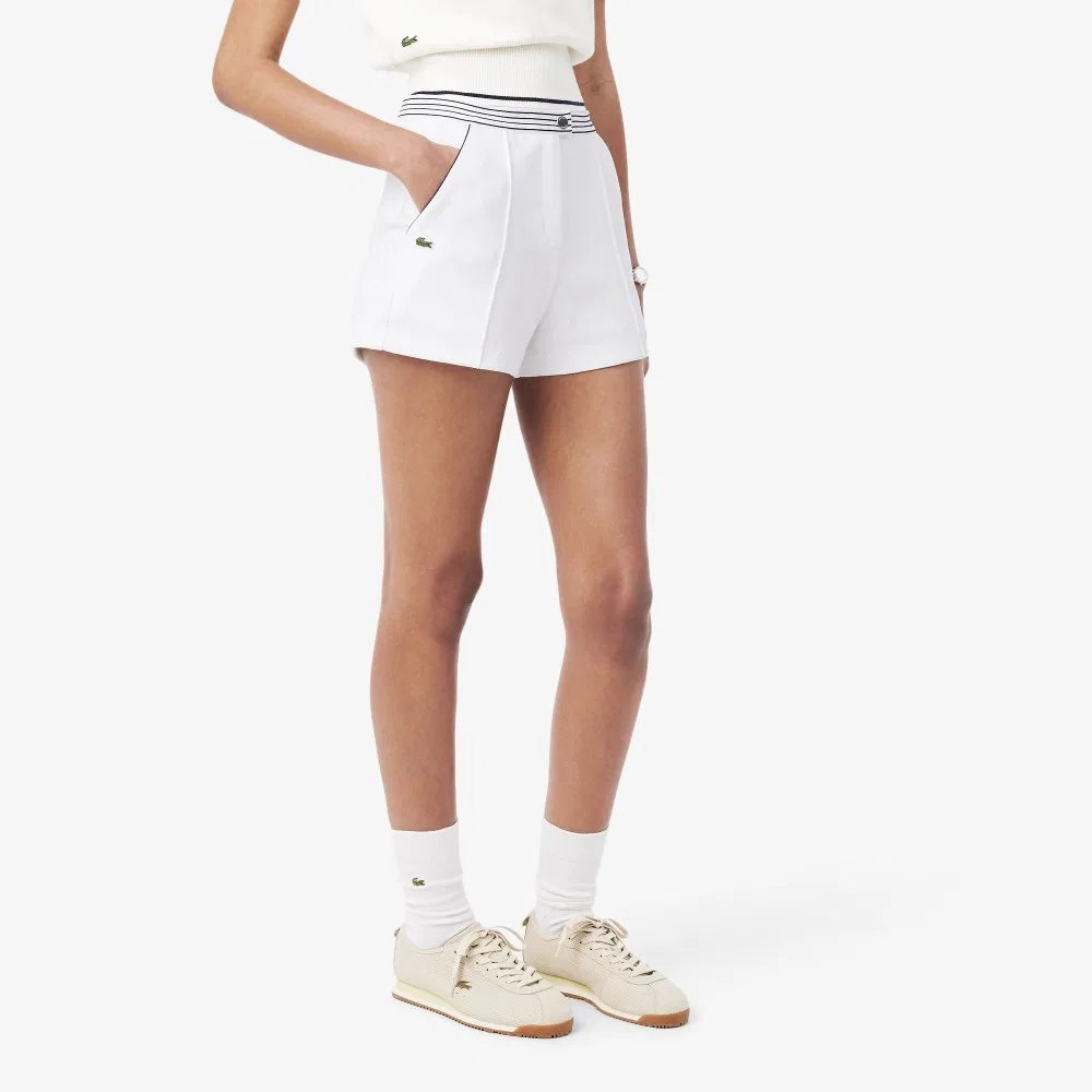 Шорты Lacoste mif полосатые белые — фото 2