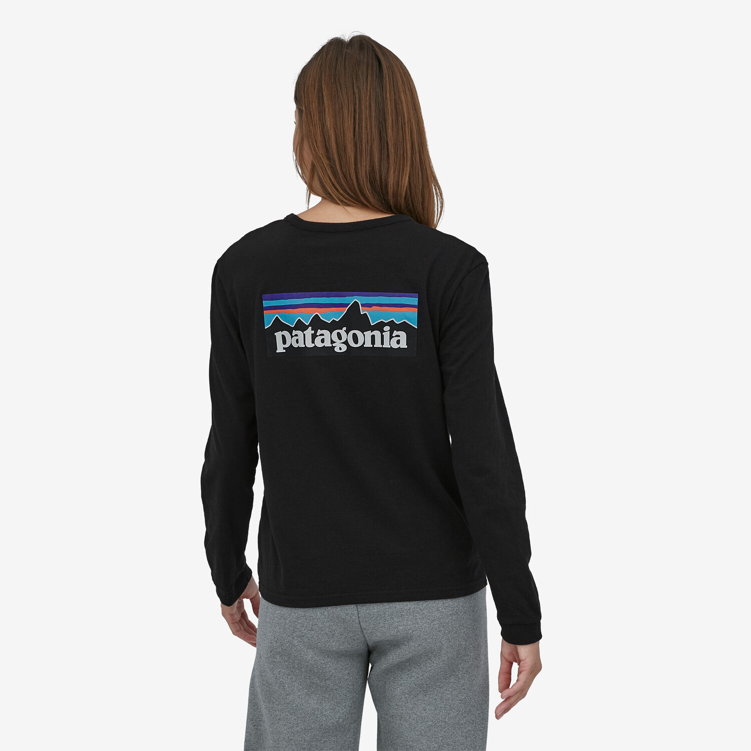 Женская футболка P-6 с длинными рукавами и логотипом Responsibili Patagonia, черный — фото 3