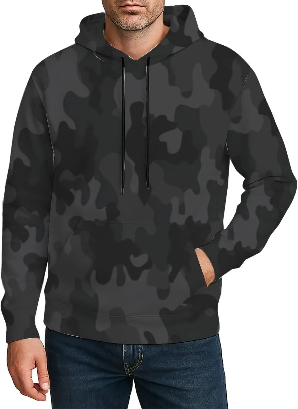 

Мужской худи с принтом, стильный камуфляж, с карманом и кулиской Deovige