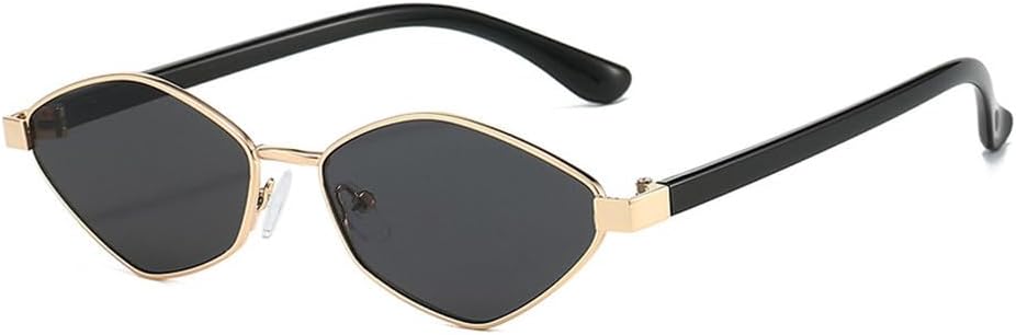 

Модные солнцезащитные очки «кошачий глаз» неправильной формы, ретро-стиль, прозрачные линзы цвета океана, защита от УФ-излучения UV400, трендовые мужские солнцезащитные очки небольшого размера TKKTLLT, Golden Grey