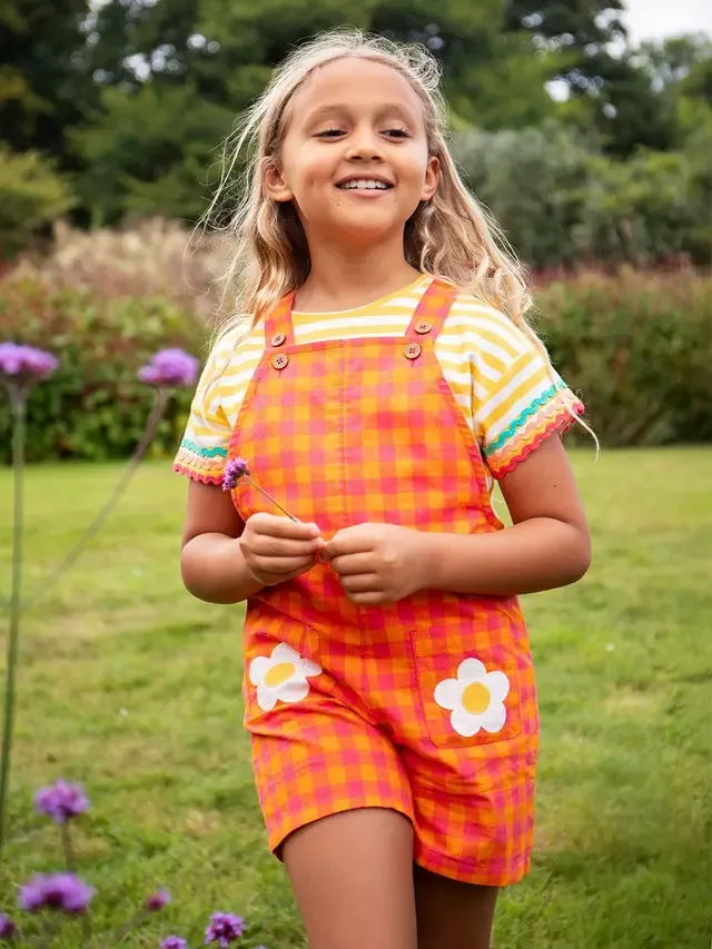 Детская футболка Thea с коротким рукавом и тесьмой, цвет шмель/радуга Frugi — фото 2