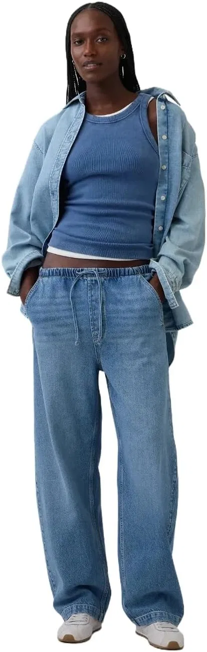 Джинсы Barrel Denim GAP, Light Indigo