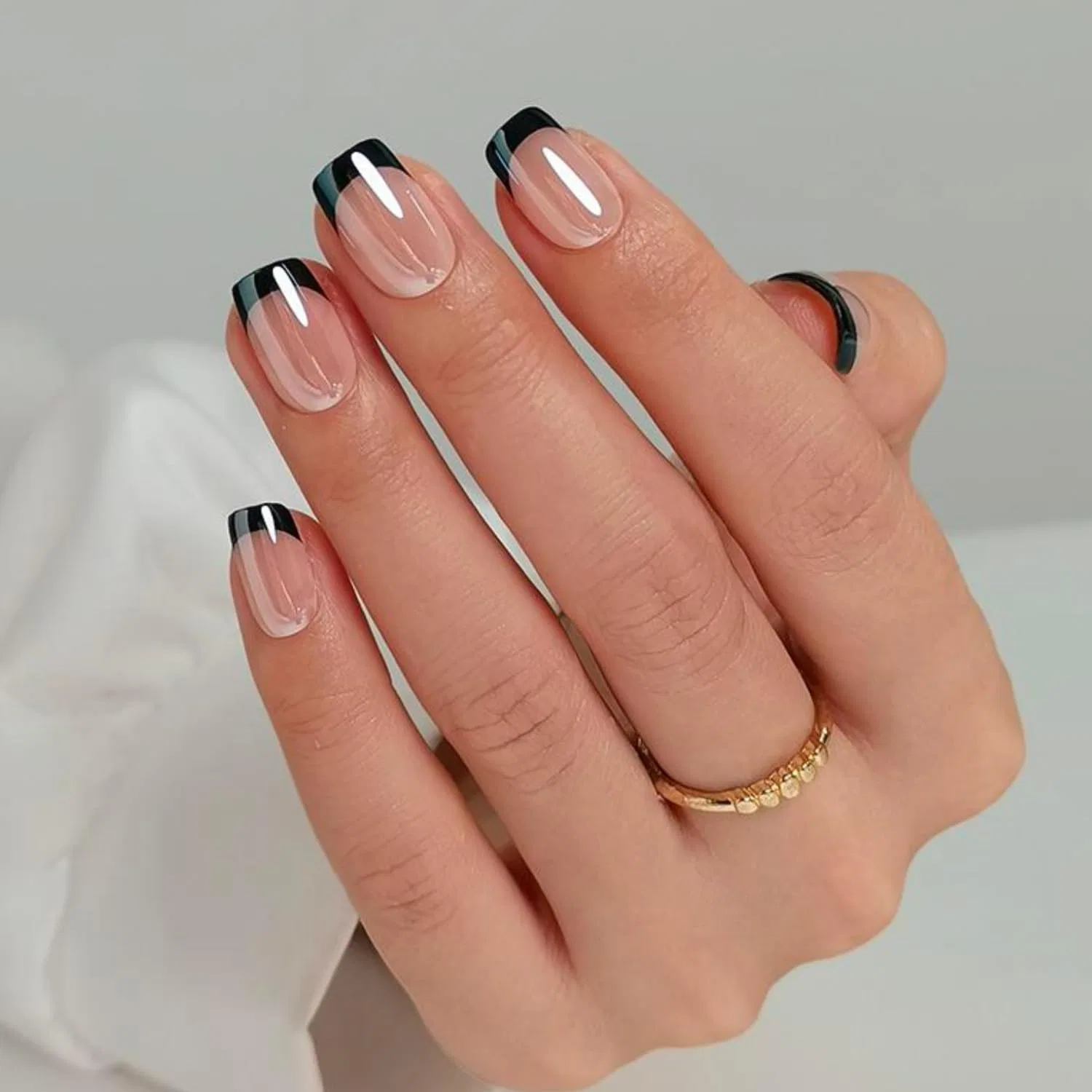 Накладные ногти «Chrome Black French Tip» от LAMIMOSA Lamimosa