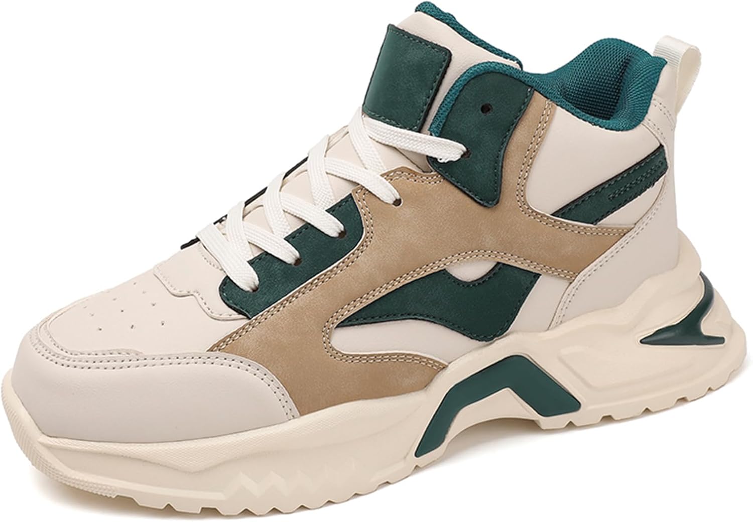 

Мужские высокие кроссовки SPWAGYM с толстой подошвой, легкие беговые, спортивные и повседневные для ходьбы, зеленый