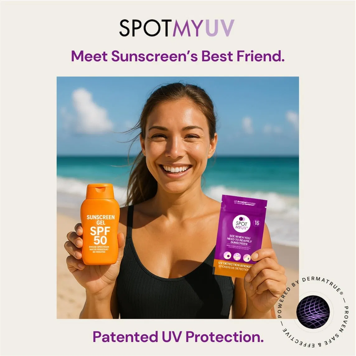 UV-стикеры для определения защиты от солнца SPOTMYUV 32 шт фиолетовый — фото 2