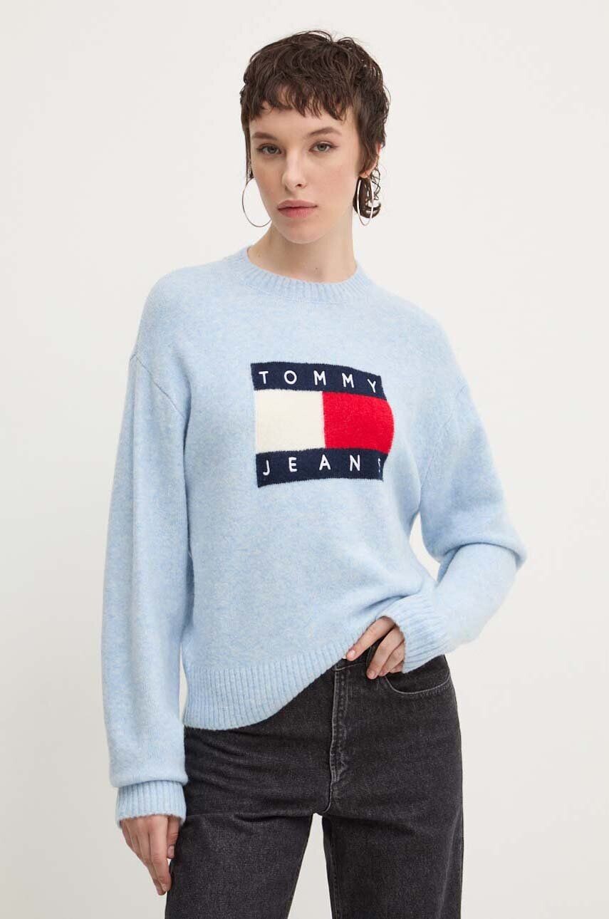 

Свитер Tommy Jeans из смесовой шерсти, синий