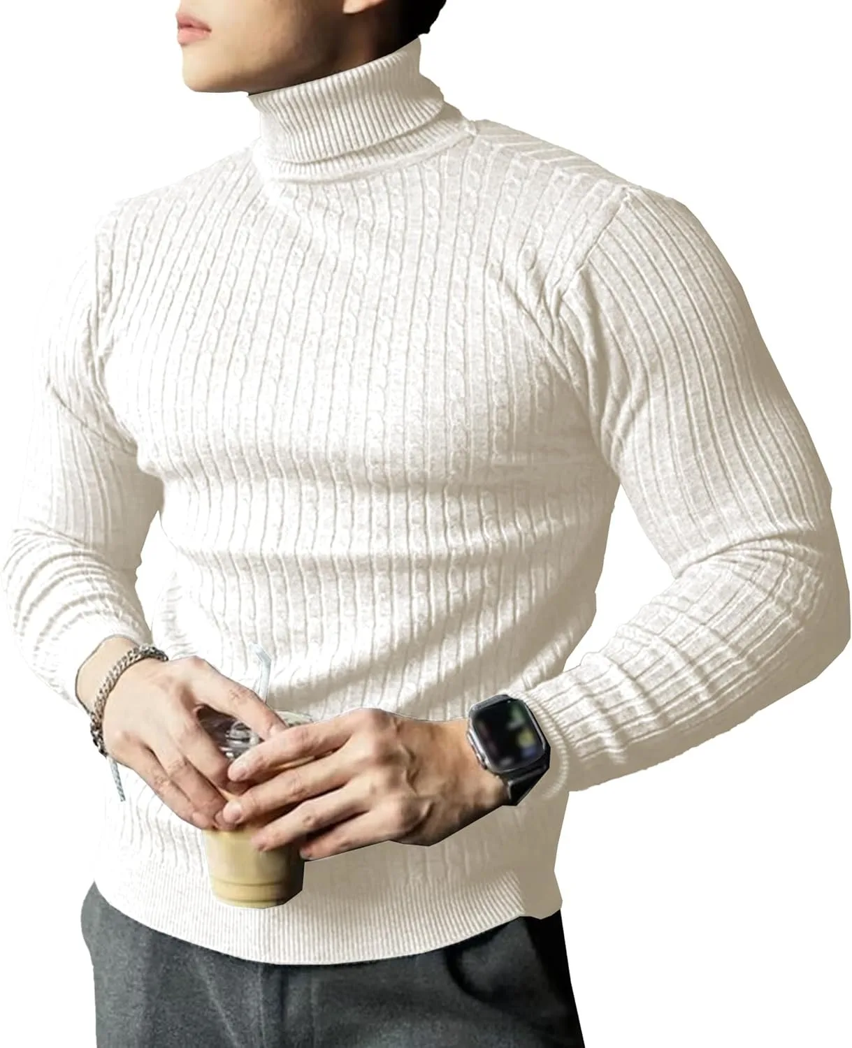 

Мужской свитер с узором "твист" Slim Fit водолазка DGHM-JLMY