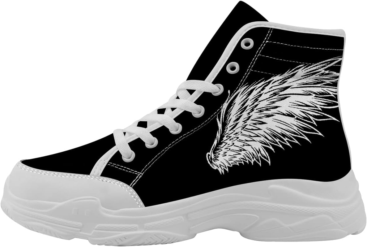 

Кеды на высокой подошве для женщин и мужчин, кроссовки с крыльями и шнуровкой на платформе, подарки для нее и для него Generic, белый/черный