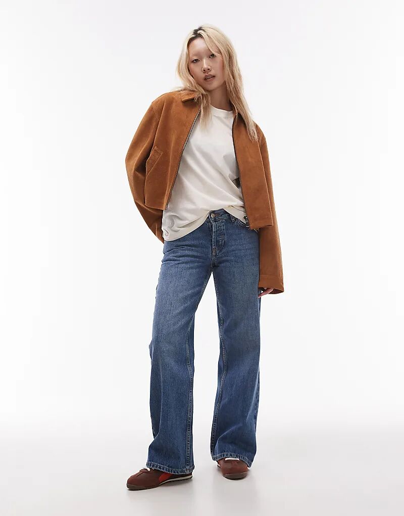 

Джинсы Ember Petite с низкой посадкой, средне-синего цвета Topshop