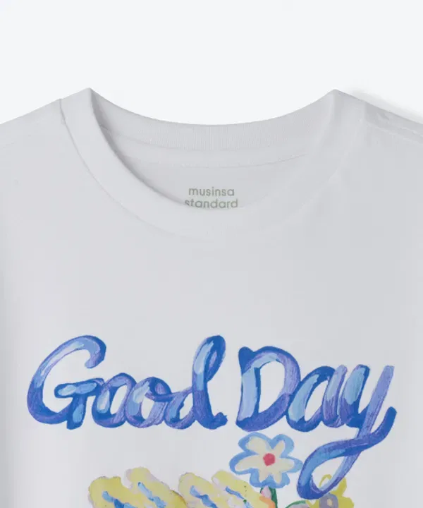 Футболка с коротким рукавом Good Day Relaxed, Musinsa Standard Kids (Musinsa Standard Kids), белый — фото 4