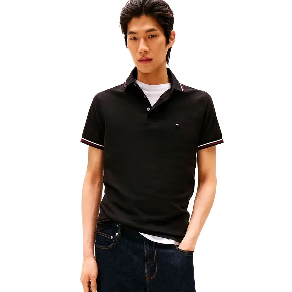 Поло с коротким рукавом slim fit Tommy Hilfiger, черный