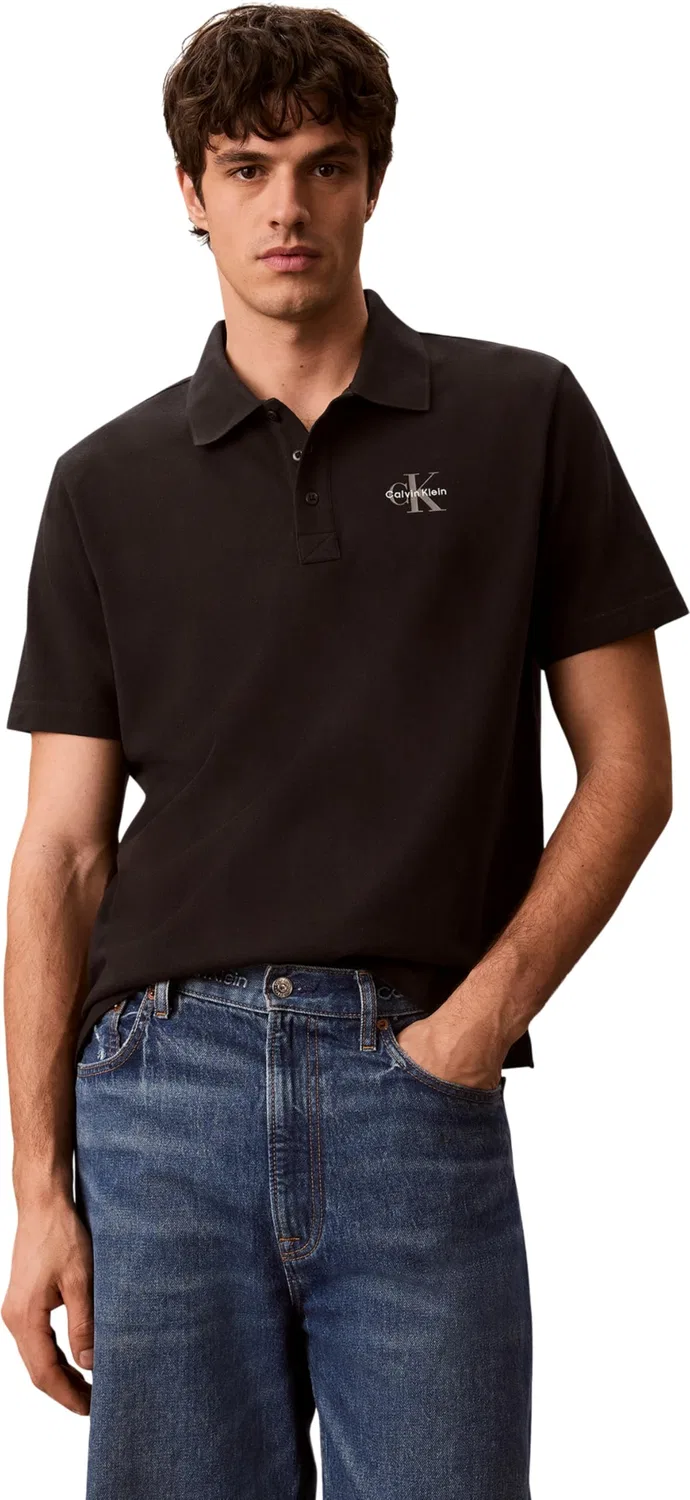 Мужское поло с принтом Monologo Calvin Klein, Black
