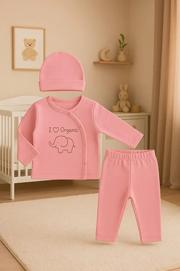Детский комплект для новорожденных с принтом Elephant Pattern Malzek, Pink — фото 2