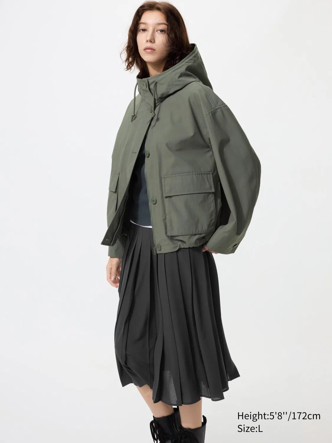 Парка Uniqlo, для повседневного использования, оливковый