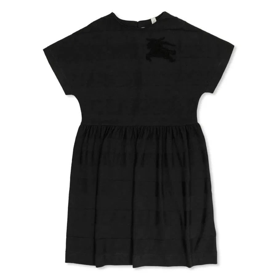 Платье хлопковое с вышивкой EKD Kids Rhonda Burberry, Black