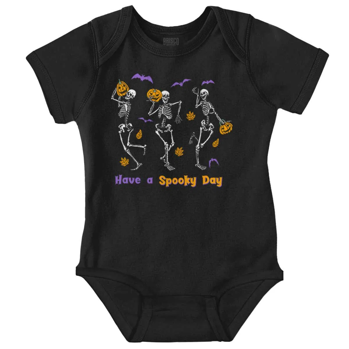 Детское боди-комбинезон с принтом Halloween Skeletons and Jack o' Lanterns Brisco Brands, Black
