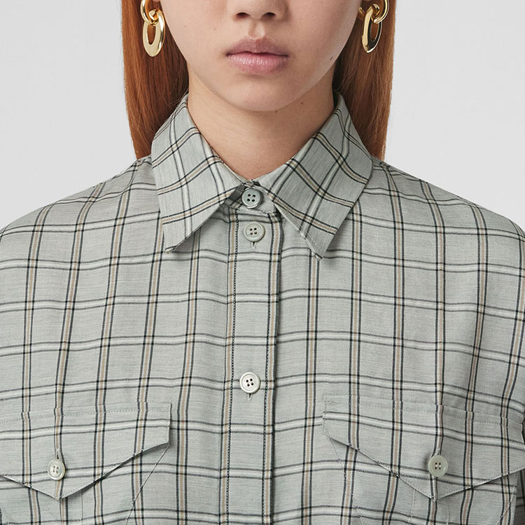 Рубашка Burberry, женская, серый, загородный курорт — фото 4