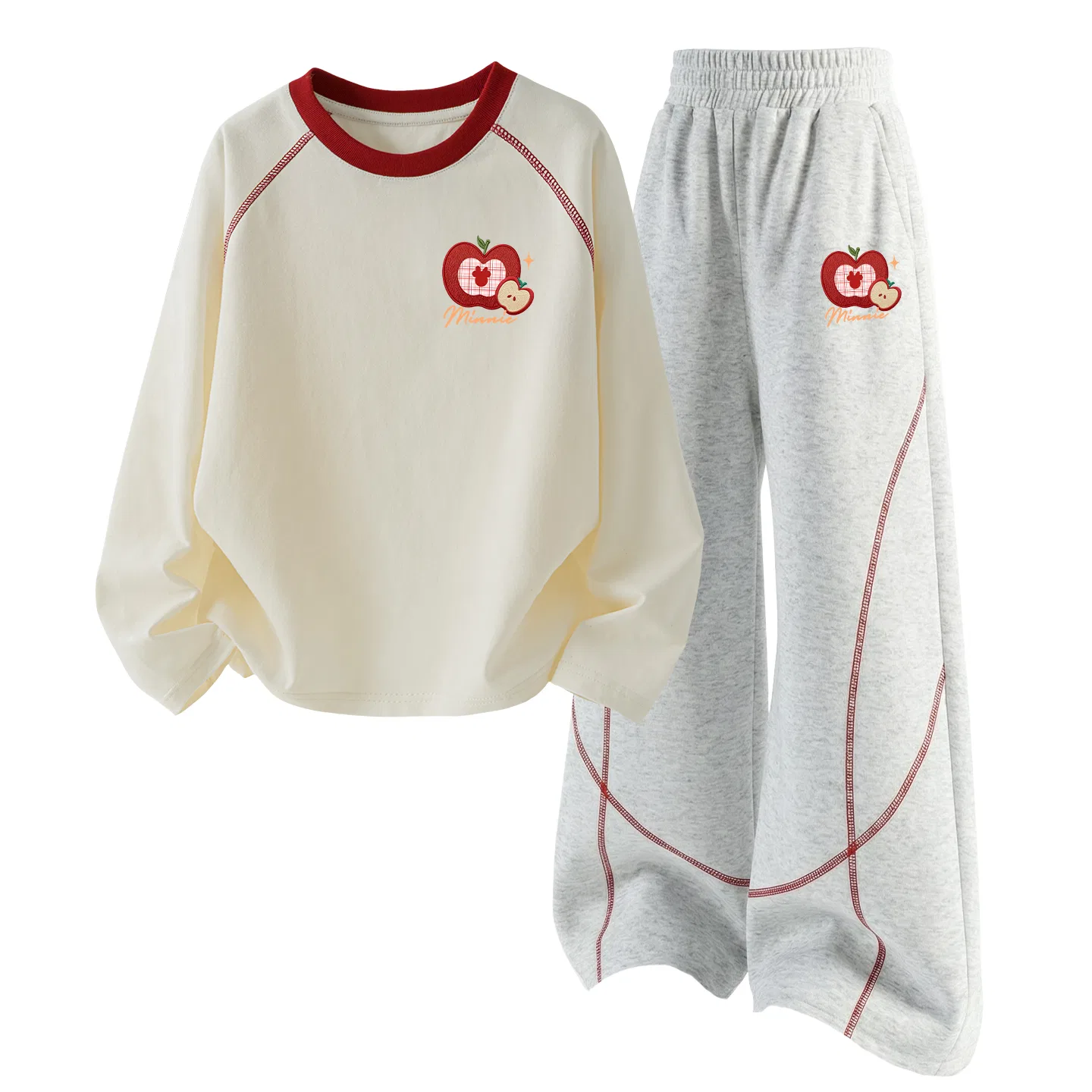 Детский спортивный костюм с круглым вырезом Disney, Цвет D Apple NIEK White Red+D Apple NIEK Gray