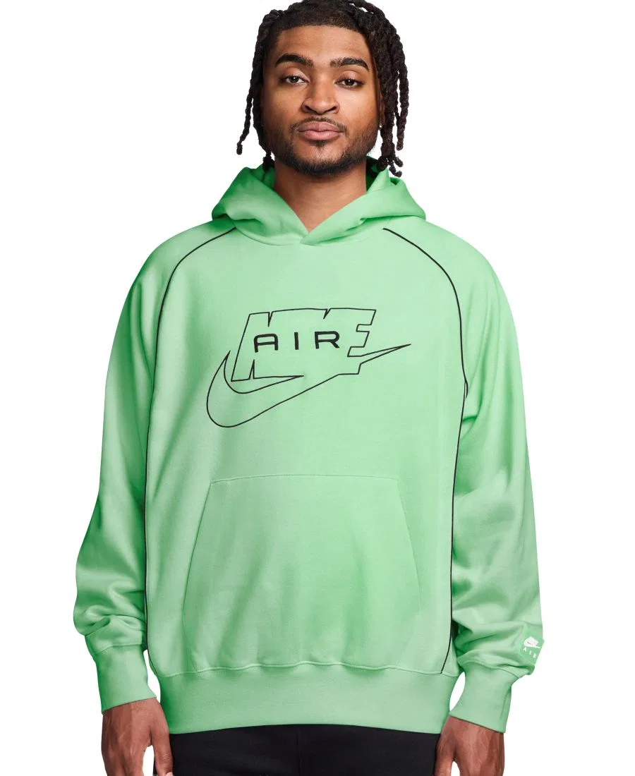 Худи из флиса с капюшоном, свободный крой Nike, Cucumber Calm/Black
