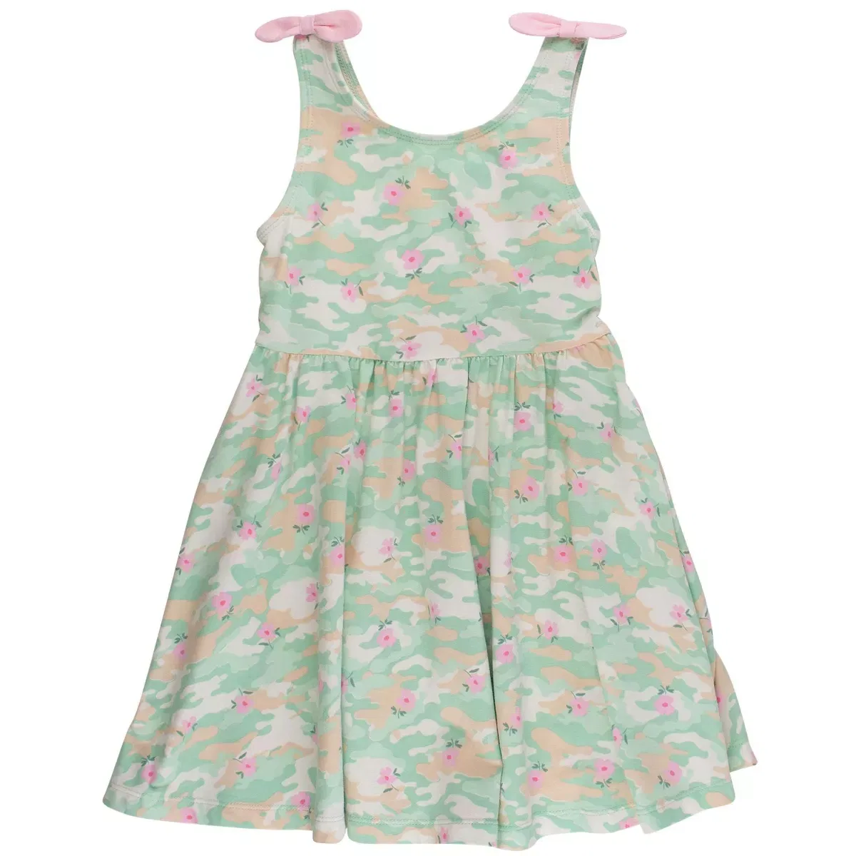 Детское платье для девочек без рукавов RuffleButts, Sage Blossom Camo