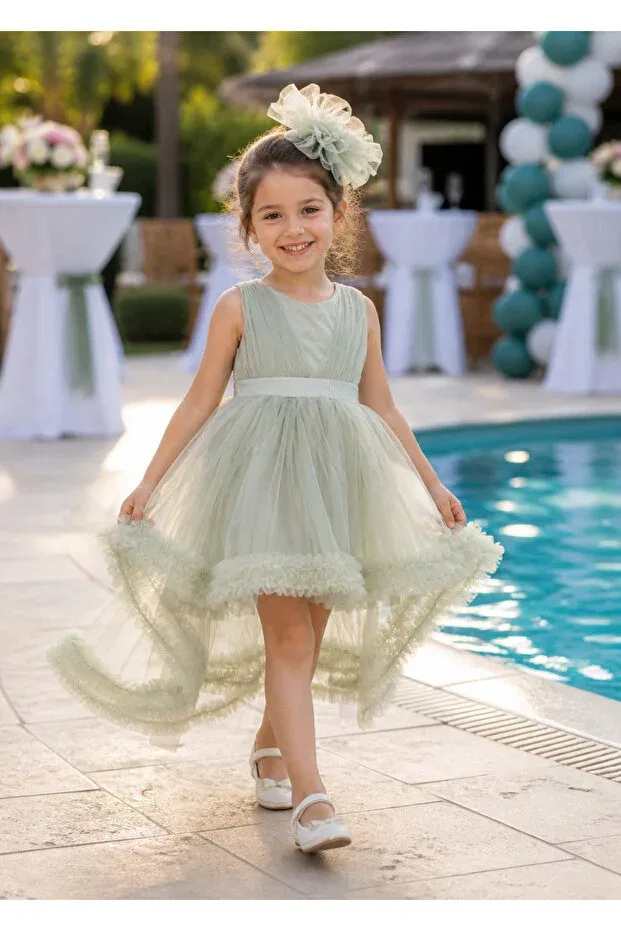 Детское платье для девочек с принтом Grenli Puffy Skirt Babyhola, Green