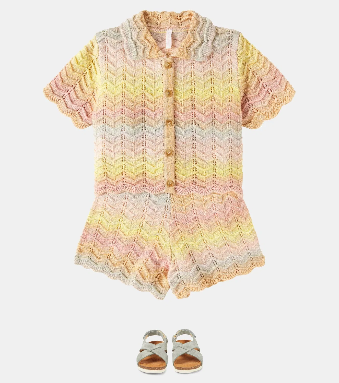 Шорты в елочку Zimmermann Kids, мультиколор — фото 2
