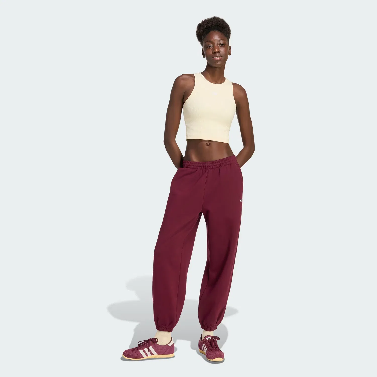 Женская майка в рубчик Essentials Rib Tank Top Adidas Originals, теплый ванильный — фото 3