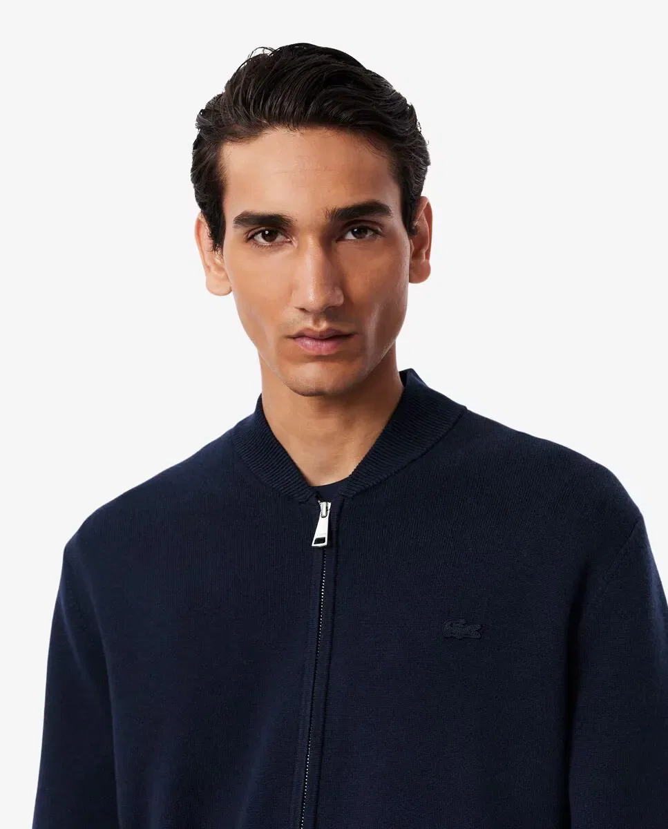 Мужская куртка-бомбер из хлопка и шерсти Lacoste, Azul Marino — фото 3