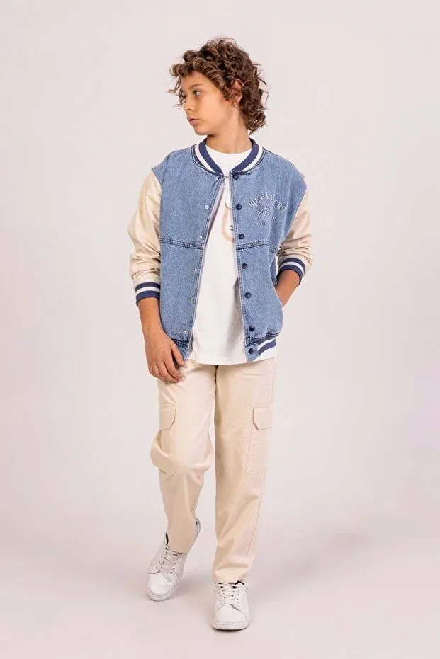 Детская джинсовая куртка для мальчиков с вышивкой Ww Waka Waka Kids Store, Blue — фото 4