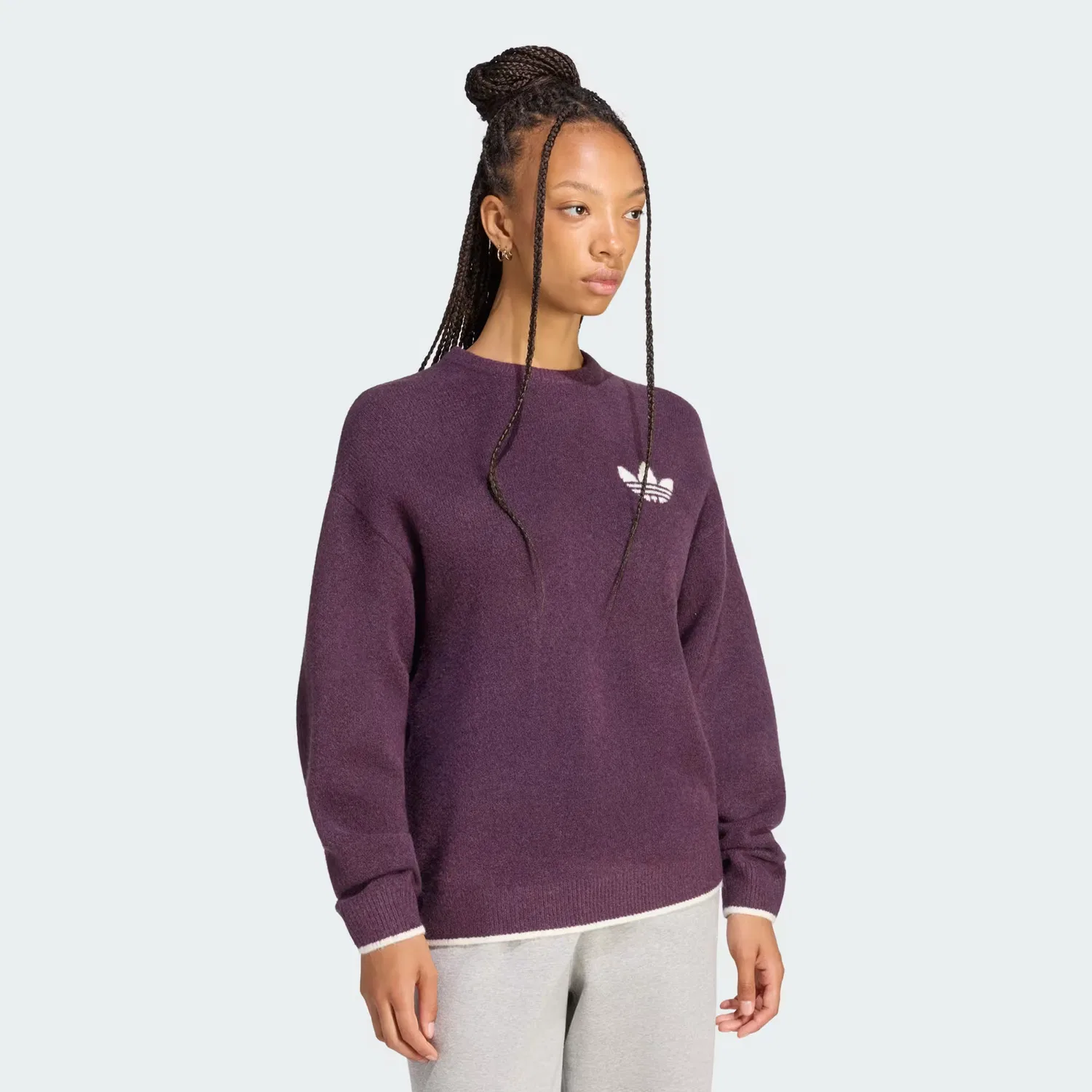 Женская толстовка свободного кроя ESS Knit Tipping Crew Adidas Originals, Noble Red/Cream White
