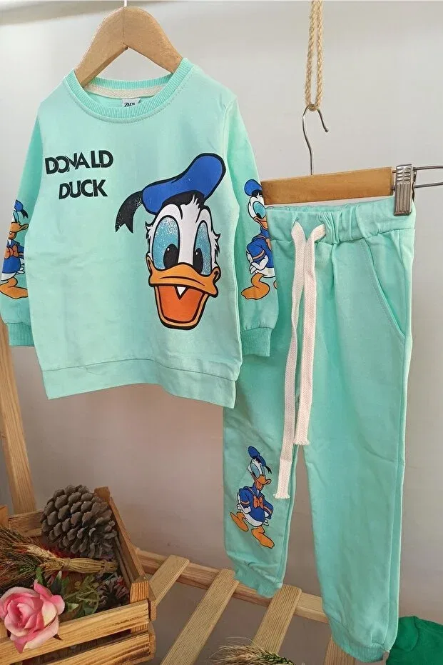 Детский спортивный костюм с принтом Donald Duck Pattern Dubi Baby, Water Green — фото 3