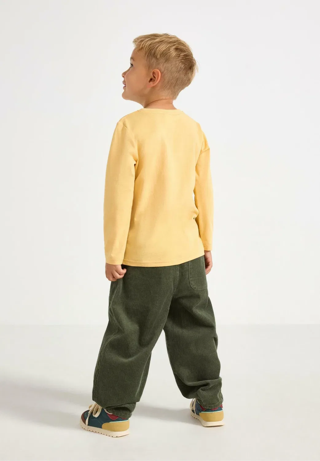 Свободные брюки из вельвета - брюки Lindex, Khaki — фото 3