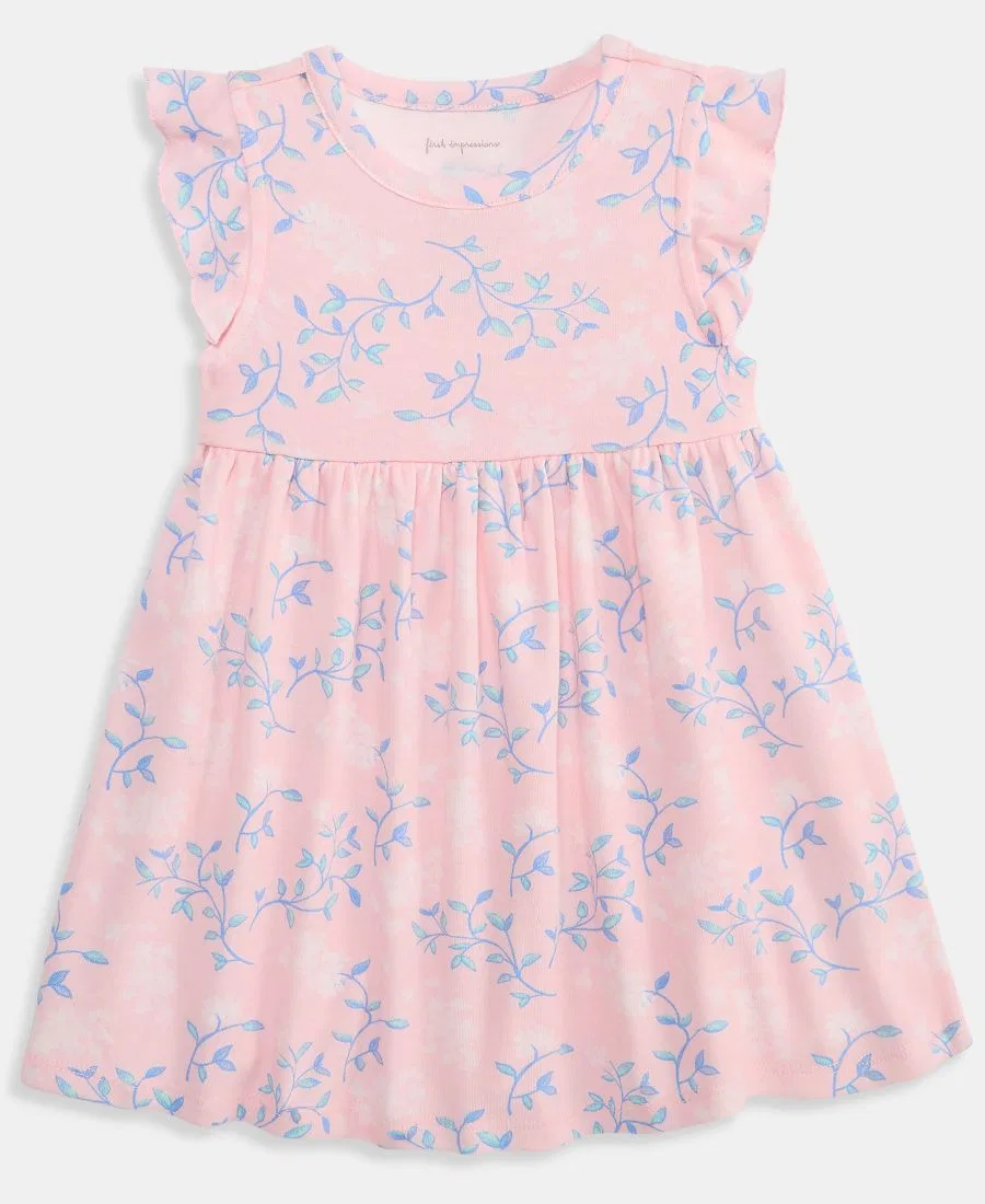Платье-трапеция с цветочным принтом First Impressions, Heather Navy, Pink Polish