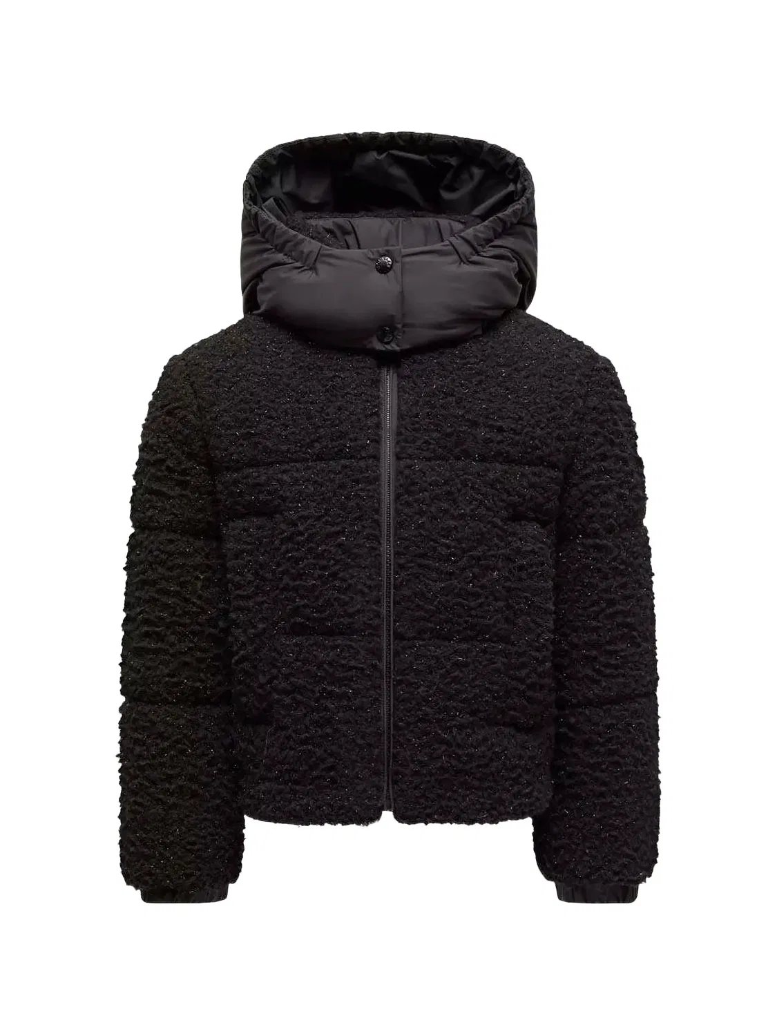 Куртка Zambaga из фактурного меха металлик Moncler, черный