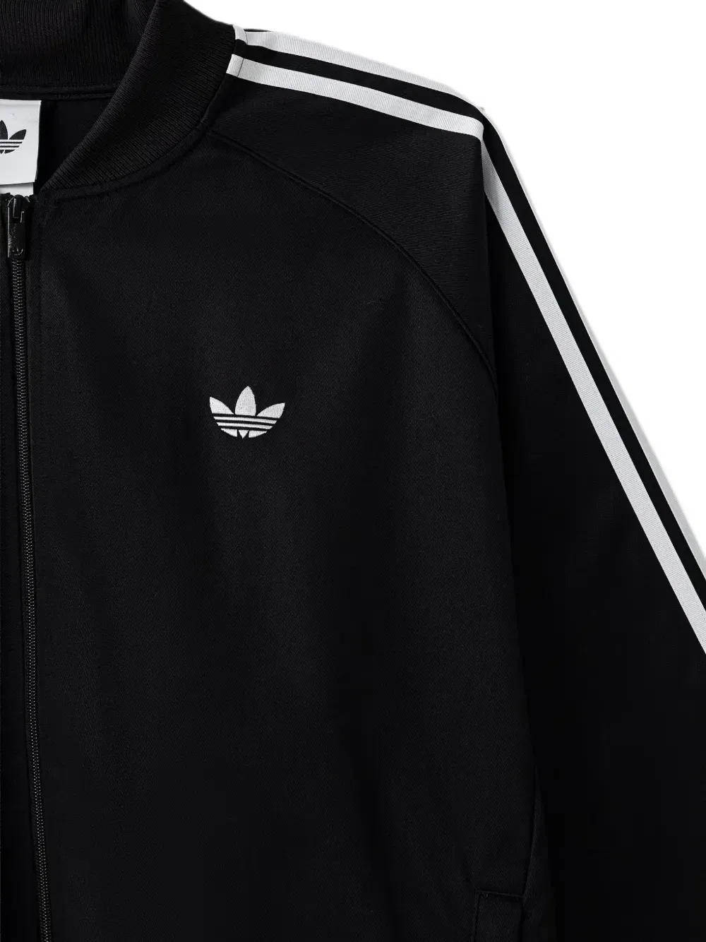 Классическая хлопковая твиловая олимпийка Adidas, черный — фото 3