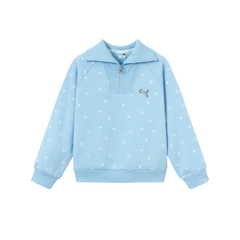 Детский свитшот с отложным воротником Blue Floral Tone PUMA, Blue Floral Tone