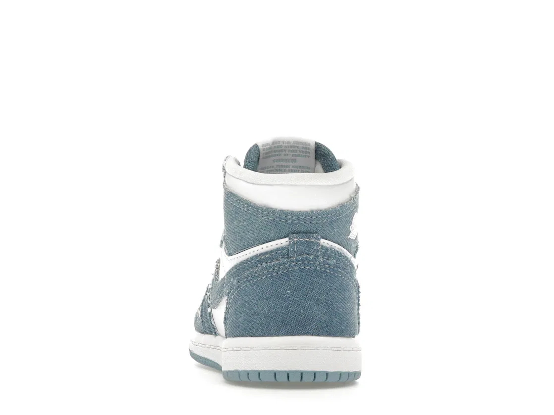 Детские кроссовки деним Jordan 1 Retro High OG Jordan, White/Worn Blue/Metallic Gold — фото 4
