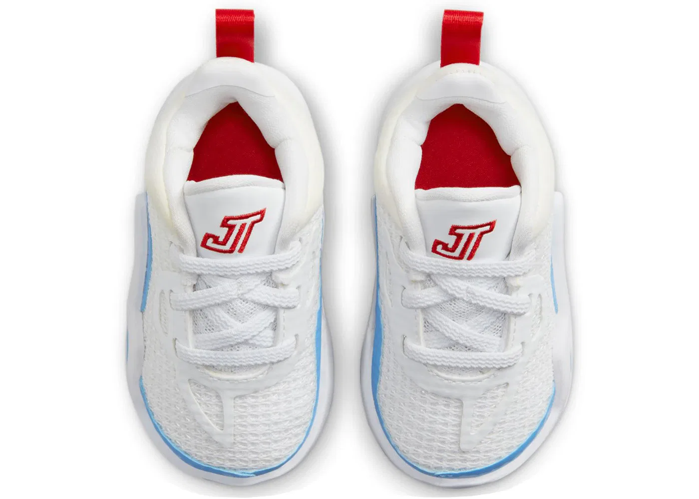 Детские кроссовки для баскетбола с верхом из кожи и текстиля Jordan Tatum 1 Jordan, White/University Red/University Blue/University Gold — фото 2