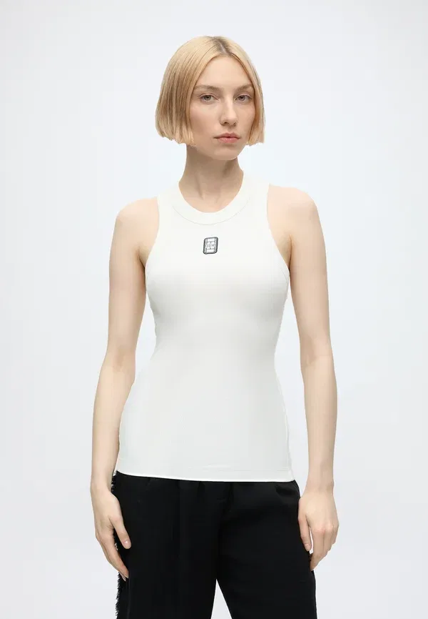 Топ Lacoste Ребристый, Облегающий, Черный
