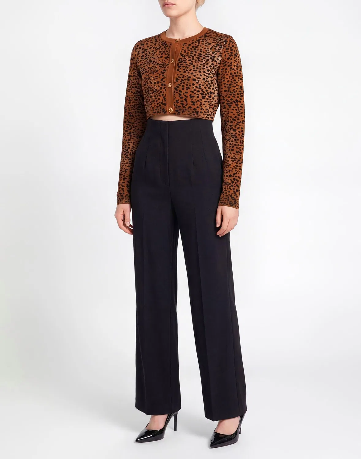 Женский кардиган с принтом Leopard Print Versace, коричневый — фото 2