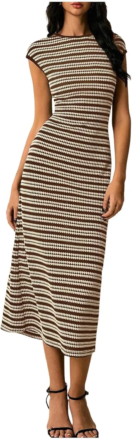 Женское летнее платье с капюшоном и рукавами-фонариками Casual, Brown