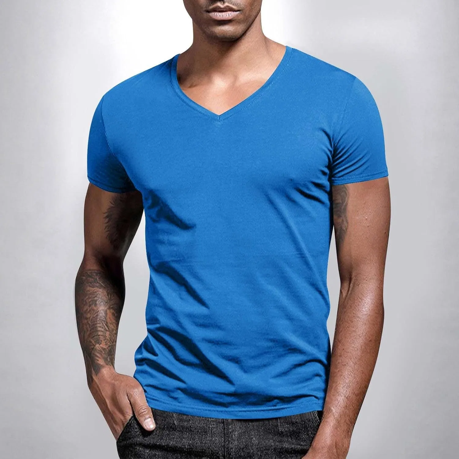 Мужская футболка V-образным вырезом Regular Fit, Sky Blue — фото 2